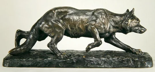 Loup accroupi