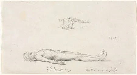 Esquisse du Christ mort, et esquisse de détail du pagne