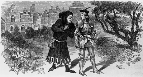 Illustration pour Quentin Durward, roman historique de Walter Scott, gravure par Jules Huyot