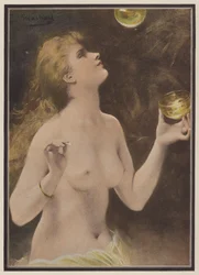 Femme soufflant des bulles de savon