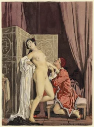 Illustration pour les mémoires de Casanova (lithographie couleur)