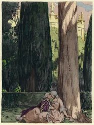 Illustration pour les mémoires de Casanova (lithographie couleur)