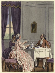 Illustration pour les mémoires de Casanova (lithographie couleur)