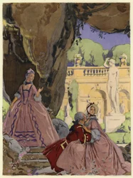 Illustration pour les mémoires de Casanova (lithographie couleur)