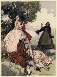 Illustration pour les mémoires de Casanova (lithographie couleur)