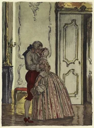 Illustration pour les mémoires de Casanova (lithographie couleur)