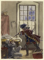 Illustration pour les mémoires de Casanova (lithographie couleur)