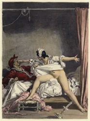 Illustration pour les mémoires de Casanova (lithographie couleur)