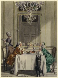Illustration pour les mémoires de Casanova (lithographie couleur)