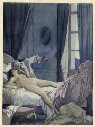 Illustration pour les mémoires de Casanova (lithographie couleur)