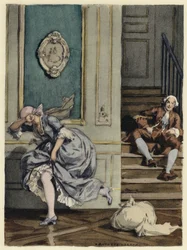 Illustration pour les mémoires de Casanova (lithographie couleur)