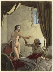 Illustration pour les mémoires de Casanova (lithographie couleur)