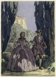 Illustration pour les mémoires de Casanova (lithographie couleur)