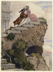 Illustration pour les mémoires de Casanova (lithographie couleur)