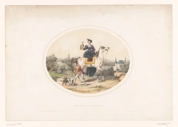 Dame noble à cheval avec un faucon