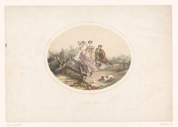 Dame noble sautant une barrière à cheval (La barrière franchie)