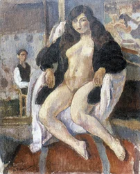Portrait du peintre Pierre Dubreuil et de son modèle réalisé par le peintre américain Jules Pascin (1885-1930)
