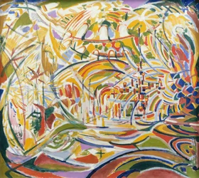 Drapeaux dorés et parasols, place Saint-Marc