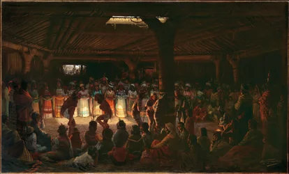 Danse dans une maison ronde souterraine à Clear Lake, Californie