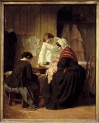 Trois femmes cousant