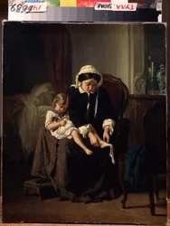 La toilette du matin - Peinture de Jules Treyer