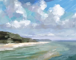 Scène paisible à la plage
