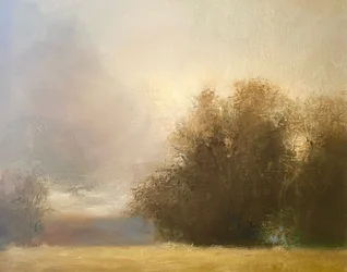 Paysage doré et brumeux