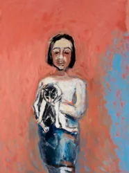 Fille avec un chat, 2000 (huile sur toile)