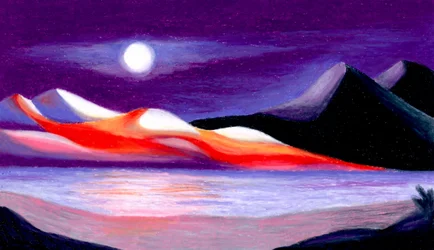 Des montagnes éclatantes au clair de lune