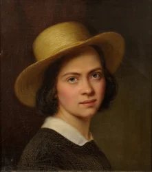 Estonien : "Autoportrait (avec chapeau de paille)".