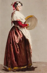 Femme italienne avec un tambourin
