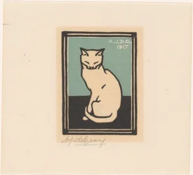 Chat assis aux yeux fermés