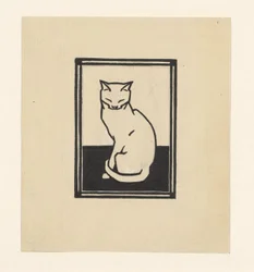 Chat assis aux yeux fermés