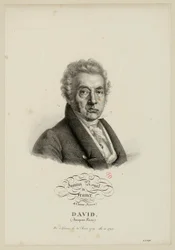 Institut royal de France, 4e classe. (Peinture.) David, (Jacques-Louis.) Né à Paris, le 30 août 1749, élu en 1796.