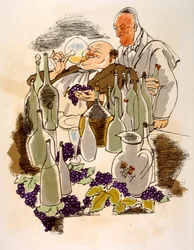 Illustration humoristique sur le vin 1946