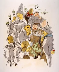 Illustration humoristique sur le vin 1946
