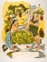 Illustration humoristique de vin 1946. Illustration par Julien Pavil