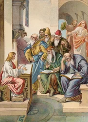 Jésus avec les anciens dans le Temple