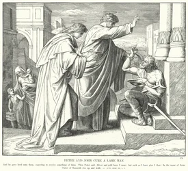 Pierre et Jean guérissent un homme boiteux (gravure)