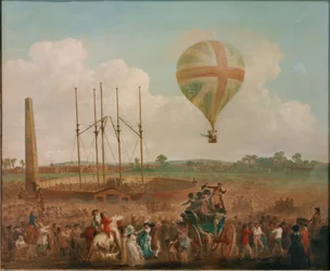 Ascension de George Biggins dans le ballon de Lunardi