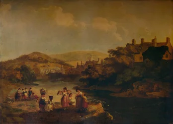 Femmes lavant des vêtements dans un ruisseau gallois, 1790