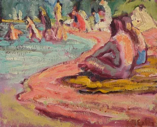Baigneurs à la plage