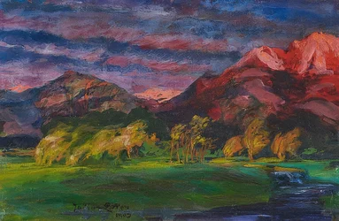 Paysage de collines au crépuscule