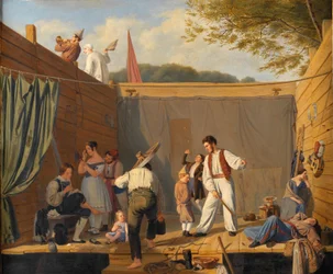 Un groupe de funambules juste avant une performance