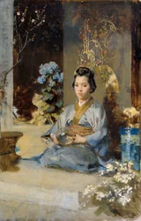 Japonaise dans une chambre