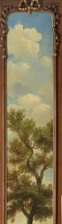 Paysage arcadien avec un garçon endormi sous un arbre