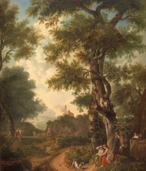 Paysage arcadien avec voyageurs