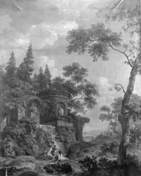 Tenture murale avec paysage arcadien, appartenant à la salle du Herengracht 40