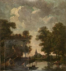 Tenture avec paysage hollandais, appartenant à la salle du Nieuwe Doelenstraat 22