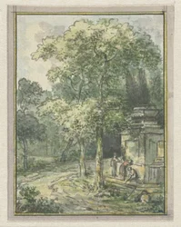 Paysage avec fontaine